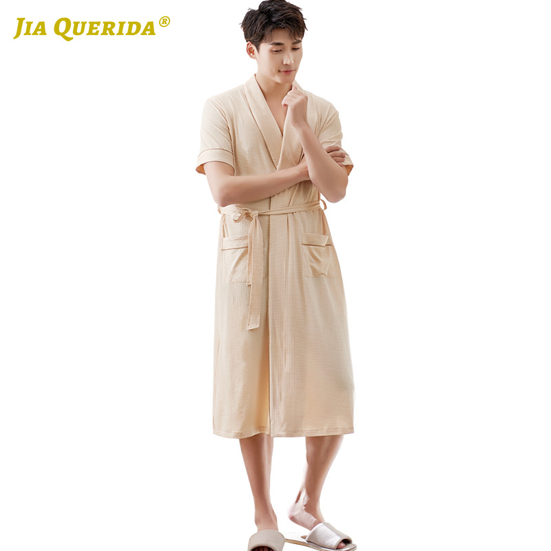 

Front Pocket Soft White Summer Fashion Style Bathrobe Night Robe Home Robe Bath Solid Yukata Kimono House Coat Man's, 98950-a