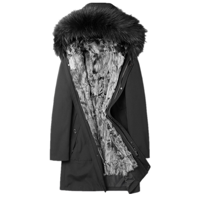 

Real Fur Coat Men's Winter Jacket Natural Wool Fur Liner Parka Men Raccoon Collar Warm Parkas Plus Size Veste Homme MY1851, As the picture