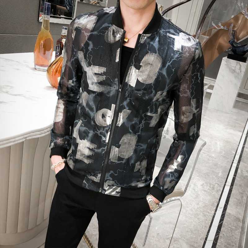 

Summer Thin Mens Casual Bomber Jacket Plus Size Long Sleeve Hollow Jackets Men Slim Fit Breathable Sun Protection Clothing 5XL-M, As the photo show