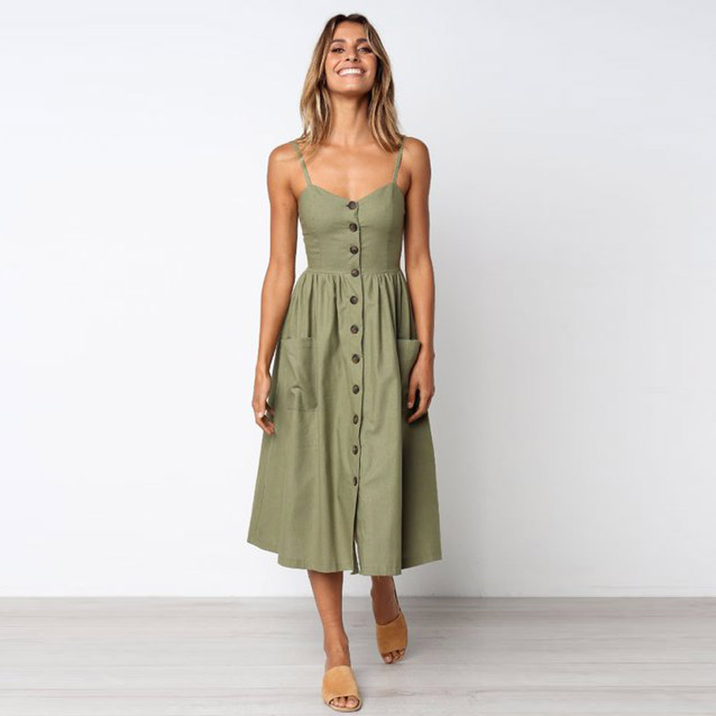

NEW style Fashion Women Summer Boho Sleeveless Strappy V-neck Bandage Party Beach Dress bayan elbiseler 2020 Robe Longue Femme, Picture color