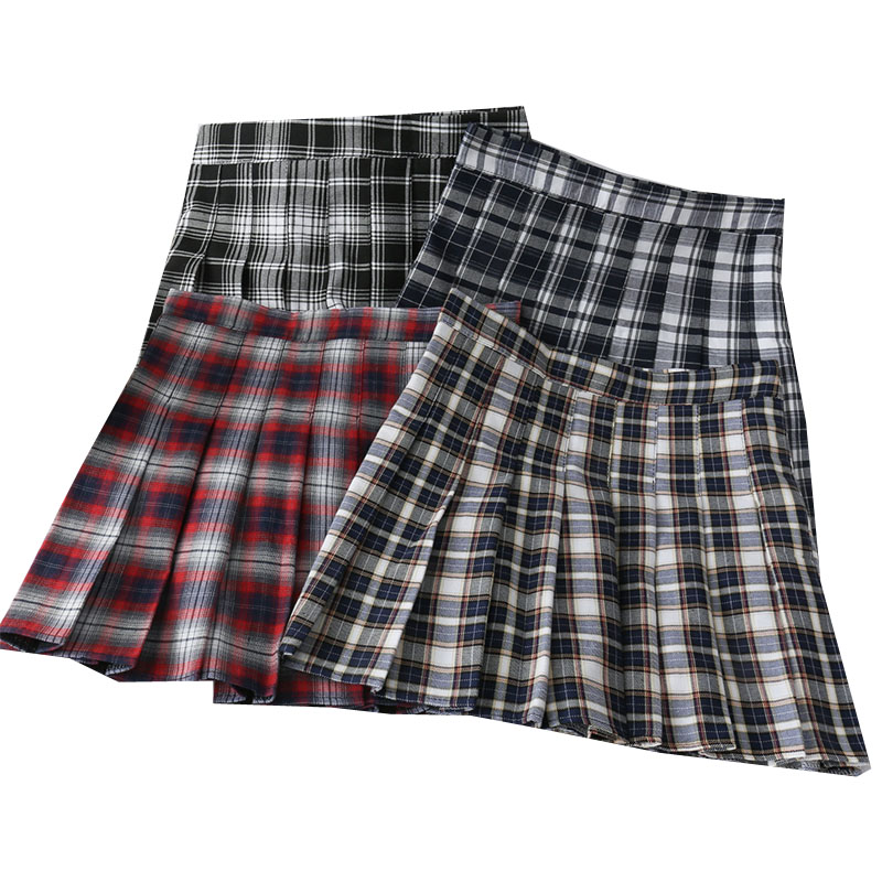 

Sweet Women Pleated Skirt Summer Plaid A-Line Mini High Waist Ladies Skirts Fashion Lady Plaid Pleated Skirt Girls Short Skirts, Random