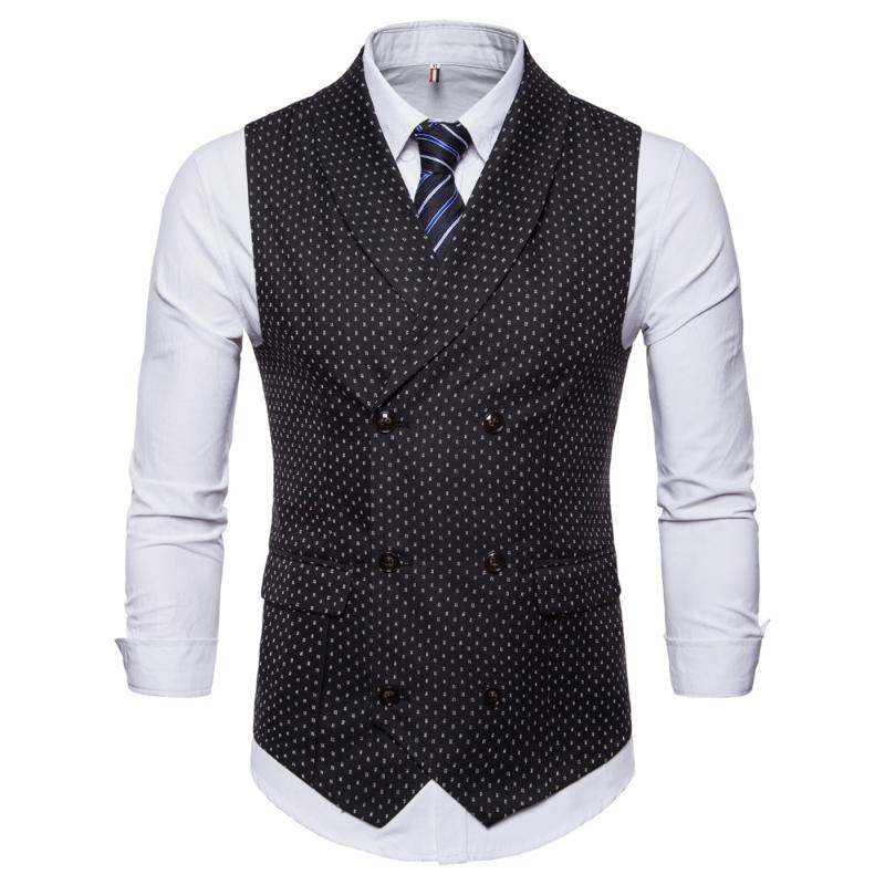 

Spring And Autumn Slim Vest Men's Sleeveless Business Solid Color Jacket Suit Vest Men's Large Size Casual, Black