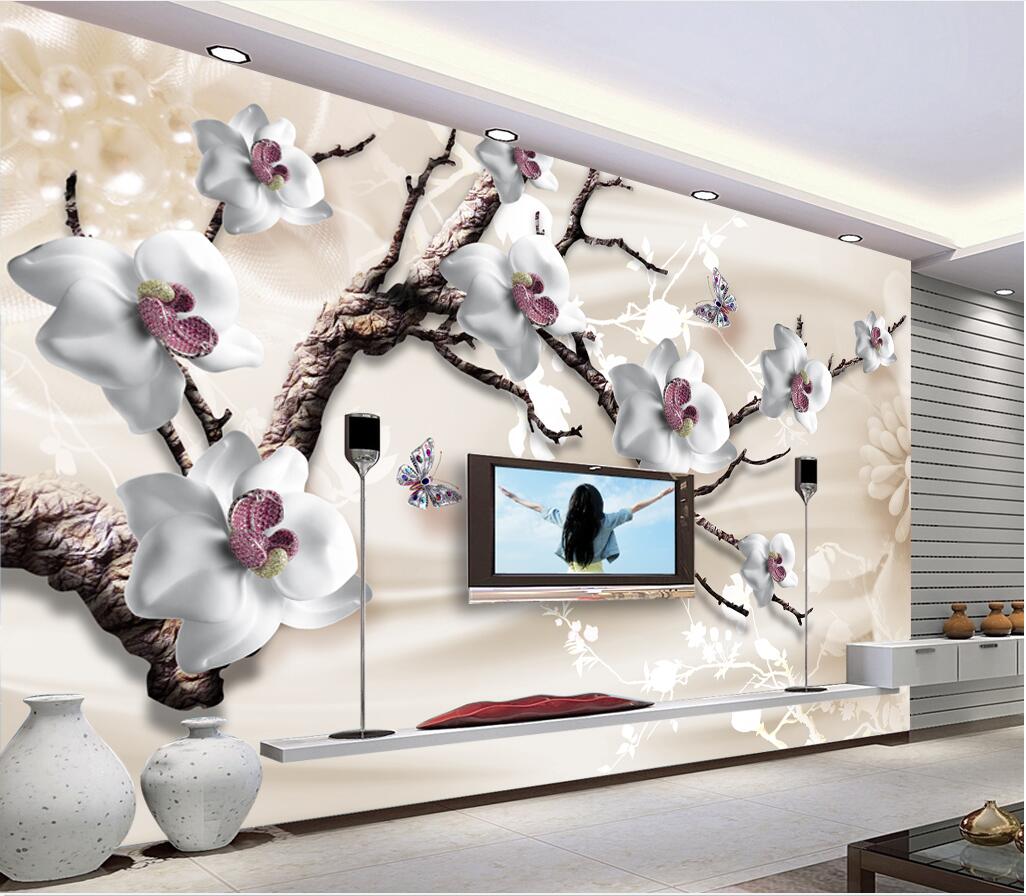 

WDBH custom photo 3d wallpaper Luxury jewelry flower tv background painting living room home decor 3d wall murals wallpaper for walls 3 d, Non-woven