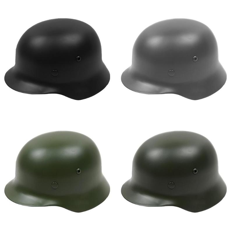 

M35 Steel Helmet Protective Helmet Stainless Steel With Leather Lining For Men German War Hard Hat Outdoor Activities, Grey