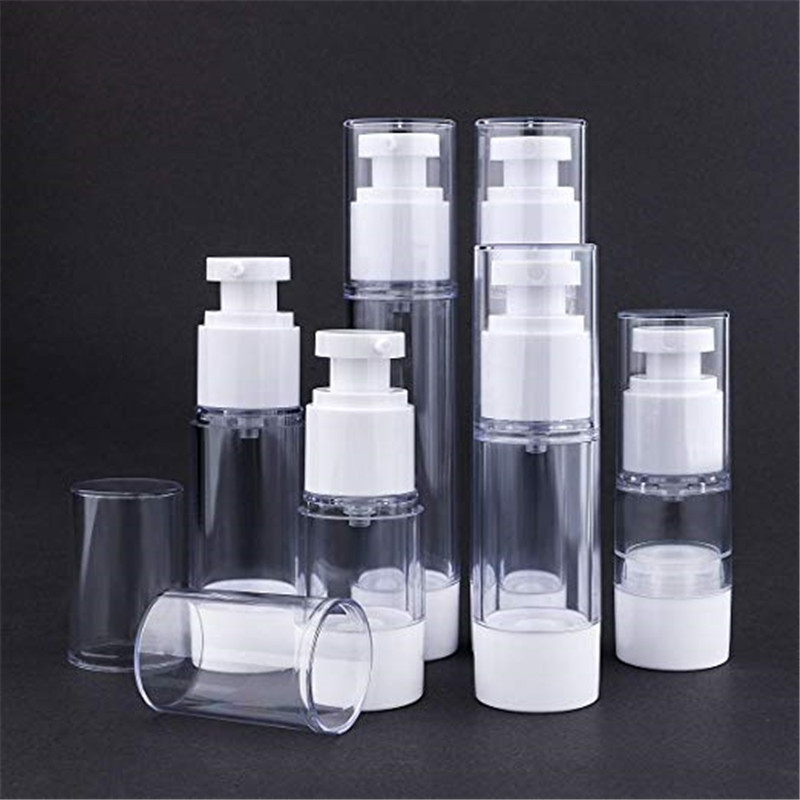 

15ml 30ml 50ml 80ml 100ml 120ml Airless Pump Bottle Vacuum Press Lotion Spray Pump Containers Refillable Portable Travel Bottles