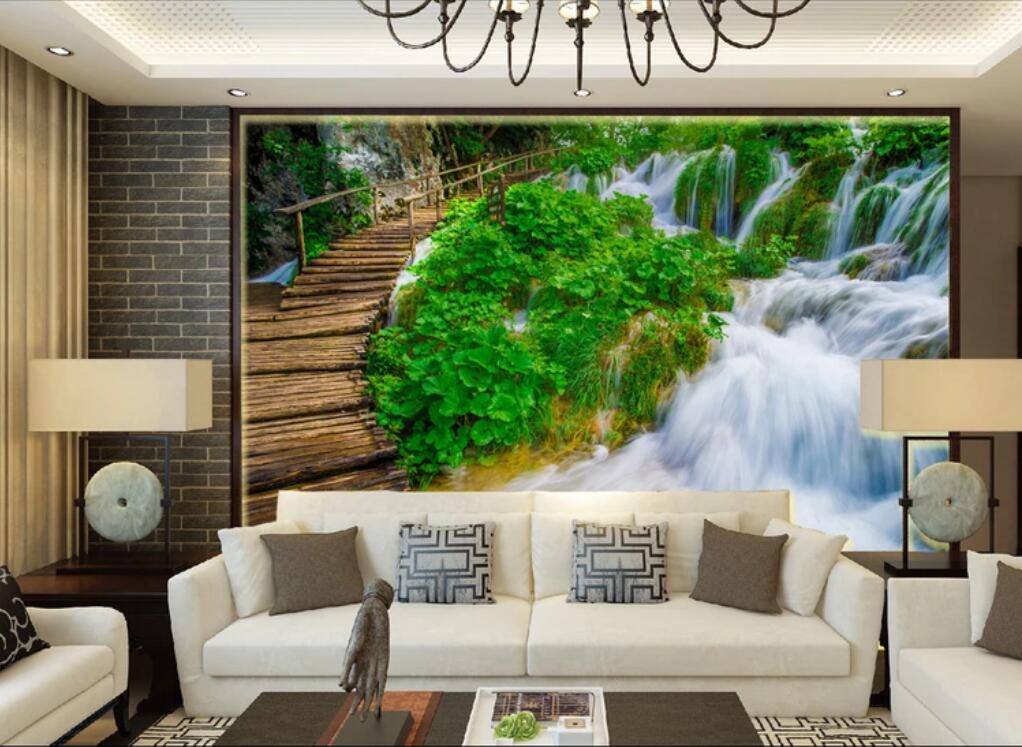 

3d room wallpaper cloth custom photo mural Beautiful scenery waterfall landscape painting wall wallpaper for walls 3 d, Non-woven fabric