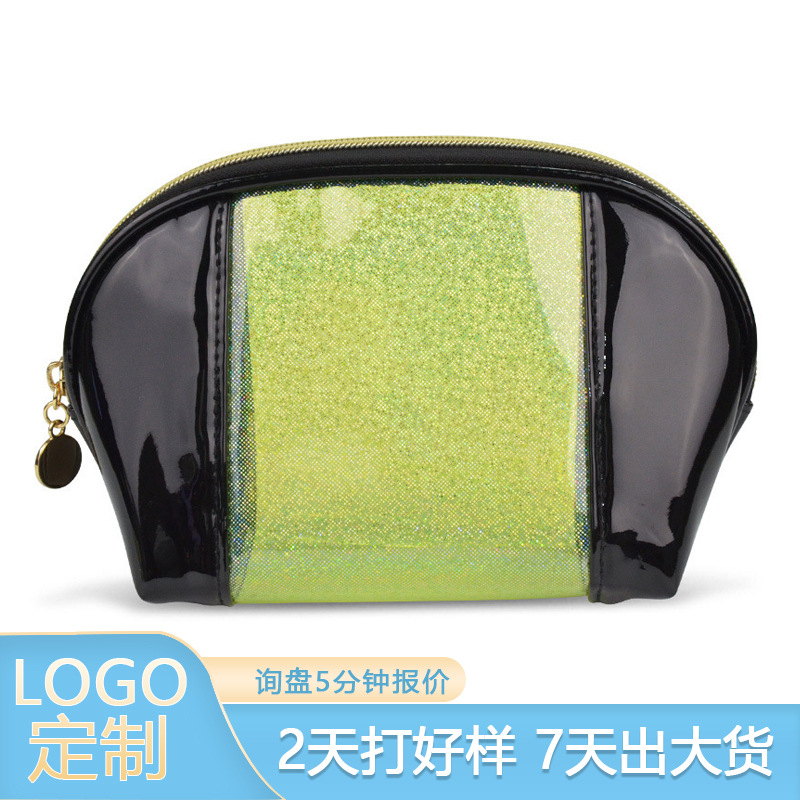 

2020 new ladies transparent makeup bag travel storage waterproof clutch bag jelly color wash women's, Black