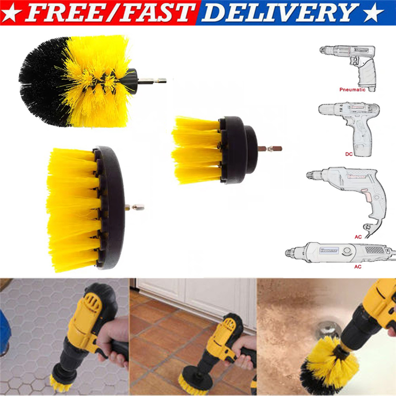 

Kitchen Cleaning Brush Round Electric 3Pcs Tile Grout Drill Brush Power Scrub Cleaning Tub Cleaner Attachment Kit