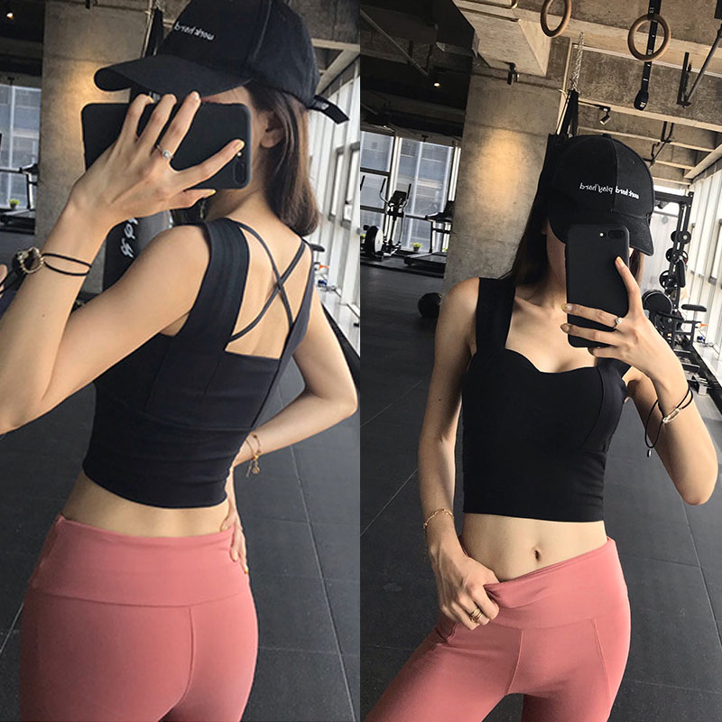 

Sports underwear Yoga Sport Bra Posture Corrector Lift Up Bra Women Cross Back Breathable Shockproof Support Fitness Vest, Black