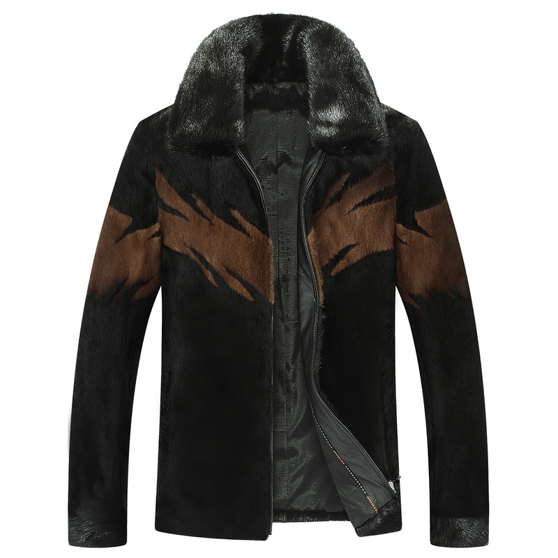 

Size Natural Mink Plus Fur Coat Winter Jacket Men Real Shearling Outwear for Mens Clothing Veste Homme M002 YY850, Yinlan tdcollar