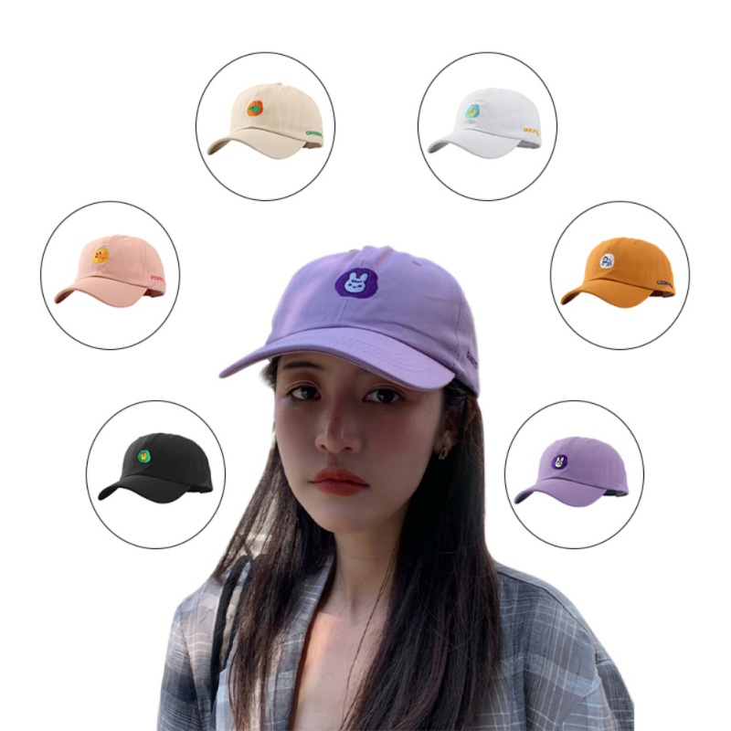 

Spring And Summer New Baseball Caps Solid Color Casual Hip-hop Hats, Cartoon Embroidered Peaked Caps, Couple Outdoor Peaked Caps