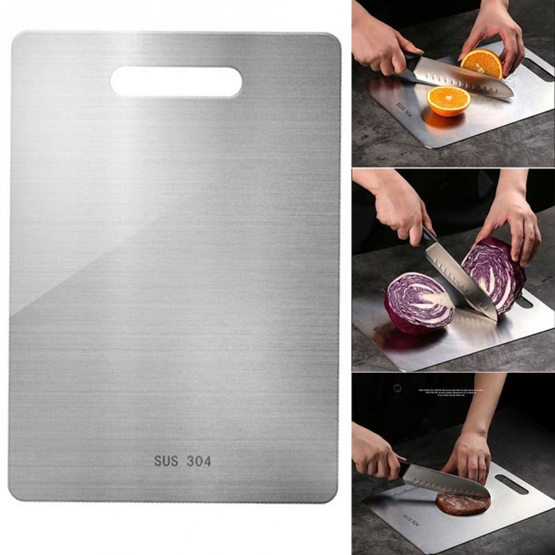 

24*14.8CM 304 Stainless Steel Chopping Block Antibacterial Anti-mildew Cutting Boards Food Slice Fruit Vegetable Meat Tool Kitchen Gadgets