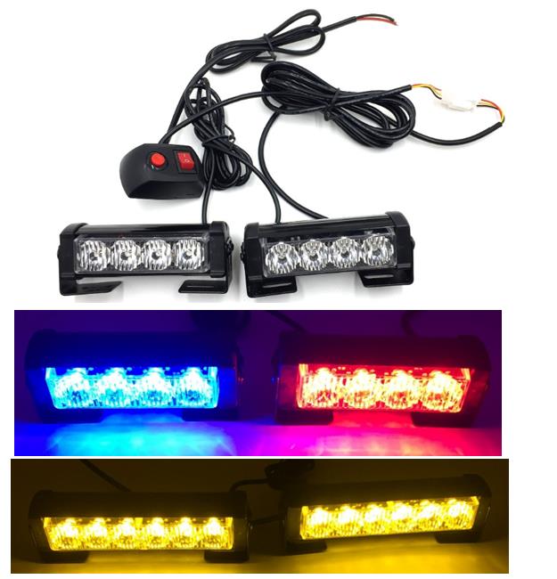 

Car Truck Front Grille LED Strobe Flash Warning Light Auto Police LED Bar Emergency Light vehicle surface mount amber lighthead, Blue