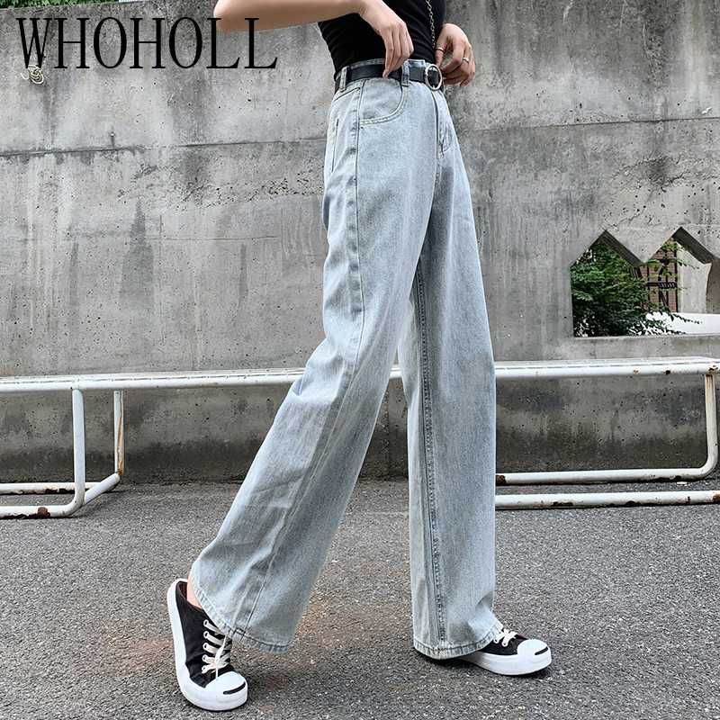 

WHOHOLL 2020 Women Denim High Waist Big Size Jeans Wide Leg Pants Vintage Baggy Casual Loose Full Length Pants Retro Trousers, Apricot