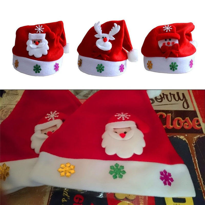 

1pcs Santa Snowman Reindeer Elk Christmas Party Hats Red Claus Costume Xmas Children's Hat Kids New Year Gifts
