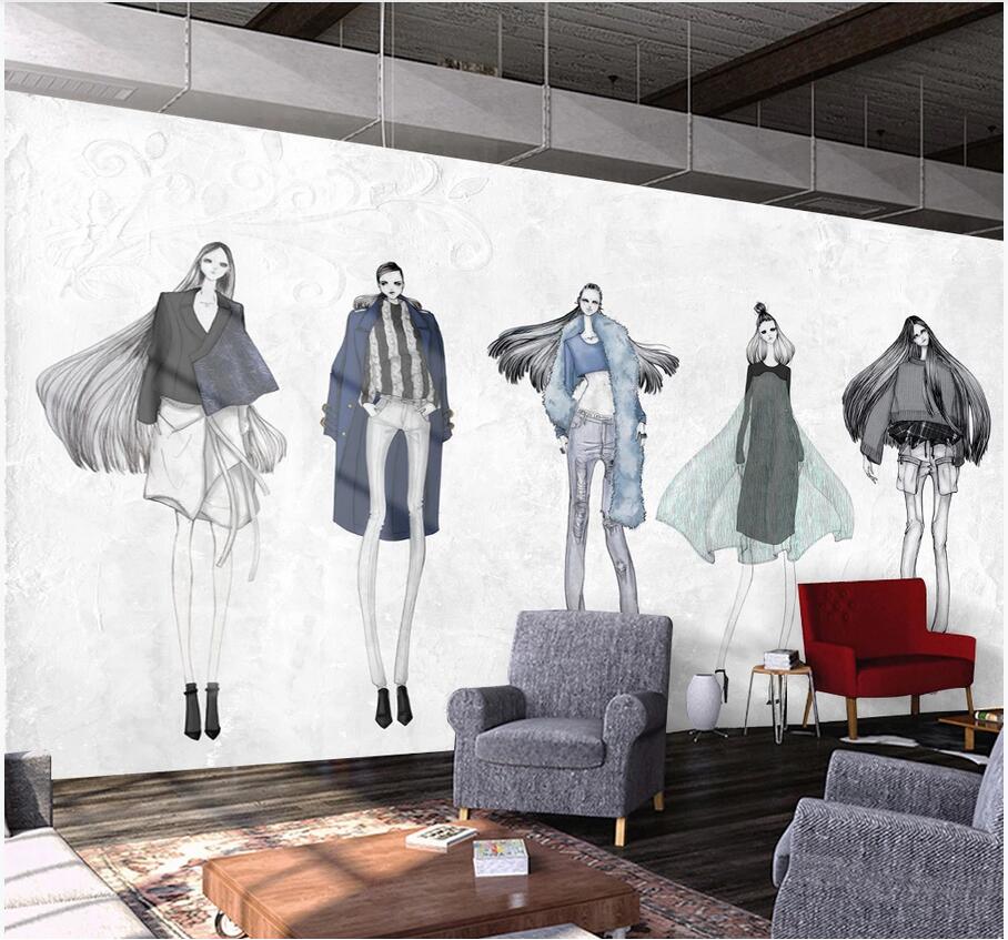 

WDBH custom photo 3d wallpaper Retro hand drawn beauty clothing store tooling living room home decor 3d wall murals wallpaper for walls 3 d, Non-woven wallpaper
