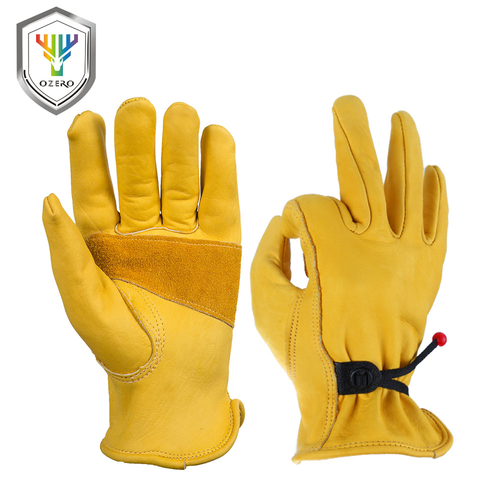 yellow leather fingerless gloves