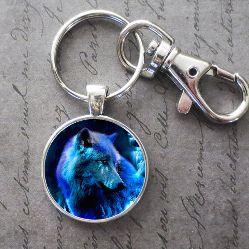 

Beautiful Wolf Key Ring Key Chain Buckle Glass Crystal Pendant Birthday Festival Anniversary Gift Jewelry Accessories
