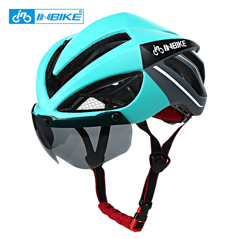 

INBIKE MTB Helmet Cycling Bike Ultralight helmet Integrally-molded Men Women Riding Mountain Road Bicycle Safely Cap, Blue 1lens