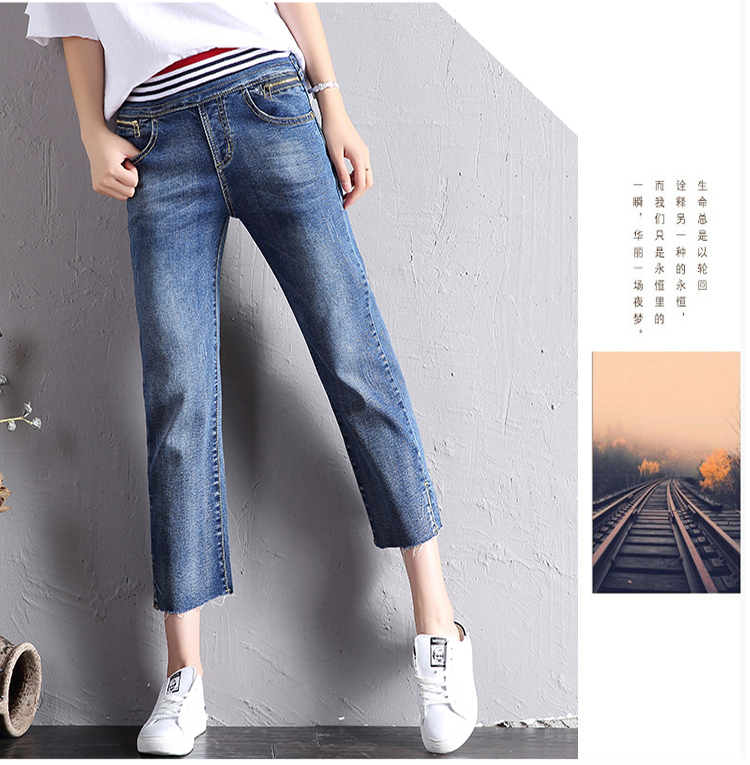 

Blue, Gray Spring New Panty Loose Nine Minutes Of Pants Elastic Wide-Legged Han Edition Bf Leisure