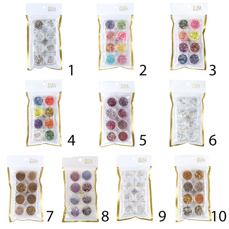 

8 Box/Set Irregular Small Round Glitter Paillette Mix Color Sequins Transparent Flakes for DIY Nail Art Manicure Tips Decoration