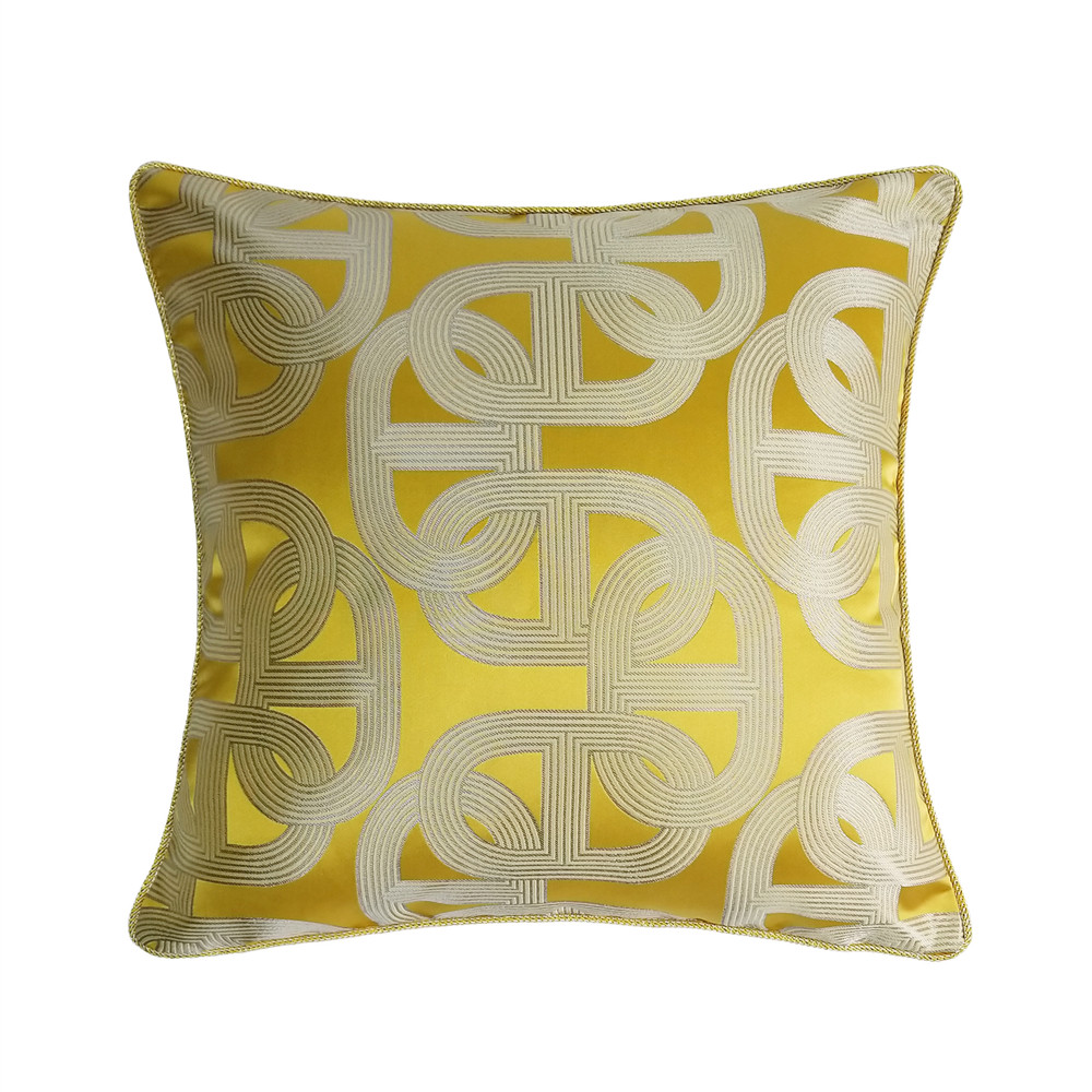 

Contemporary Yellow Geometric Interior Decorative Pillow Case Square Floor Sofa Chair Home Deco Jacquard Woven Bedding Cushion Cover 45x45cm