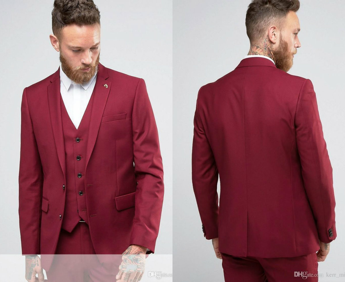

Red Slim Fit Groom Tuxedos Notch Lapel Center Vent Groomsmen Mens Wedding Dresses Excellent Man Suit (Jacket+Pants+Vest, Light gray