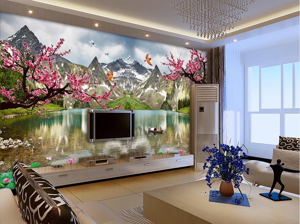 

WDBH custom photo 3d wallpaper Chinese mountain lake scenery tv background living room home decor 3d wall murals wallpaper for walls 3 d, Non-woven