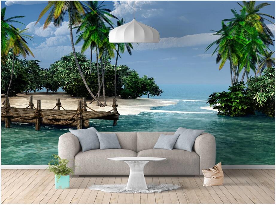 

Wall stickers custom photo mural European and American landscape background powerful sea home decor wall art 3d stickers, Non-woven wallpaper