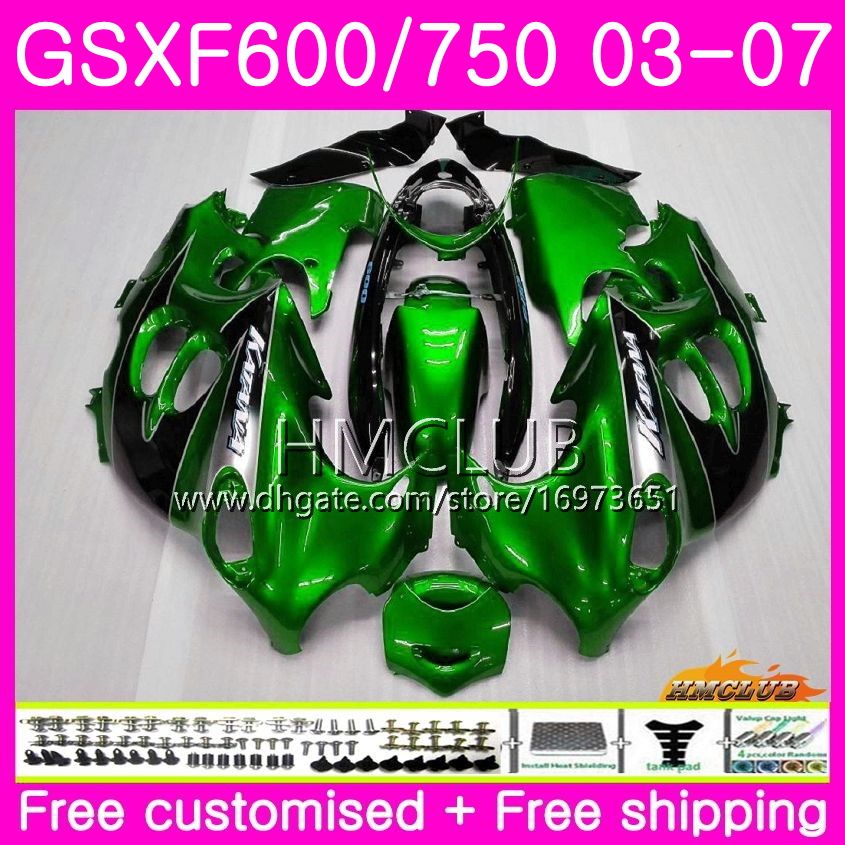 

Body For SUZUKI KATANA GSX750F GSXF 750 600 03 04 05 06 07 Kit 2HM.0 GSXF750 GSX600F GSXF600 2003 2004 2005 2006 2007 Fairing Factory green, No. 1