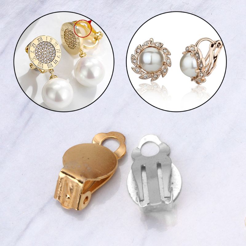

50Pcs Flat Round Tray Brass DIY Clip-on Earrings Non Piercing Jewelry Findings 24BC