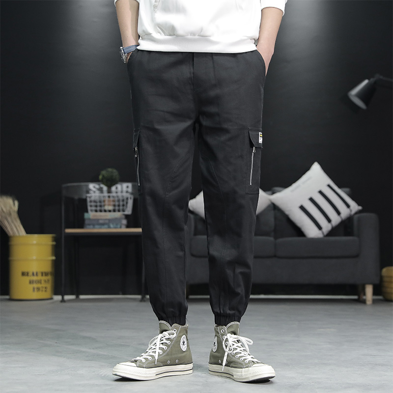 

2020 Autumn 100% CottonHarem Pants Trousers Men's Sweatpants Brand Casual Cargo Pants Elastic Solid Trend SportsJoggers;GA703, Green