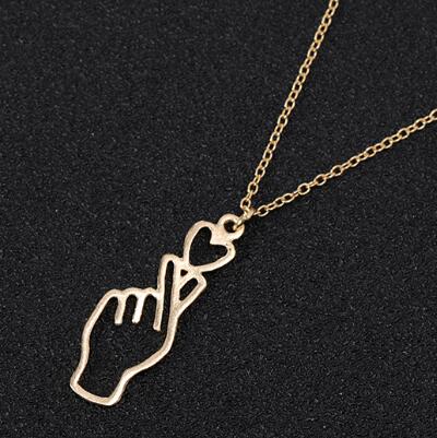 I Heart Love You Hand Gestures Sign Language Necklace Dog Cat Paw Heartbeat Wave Necklace Snowflake Chain Necklaces for Women-image-467701147
