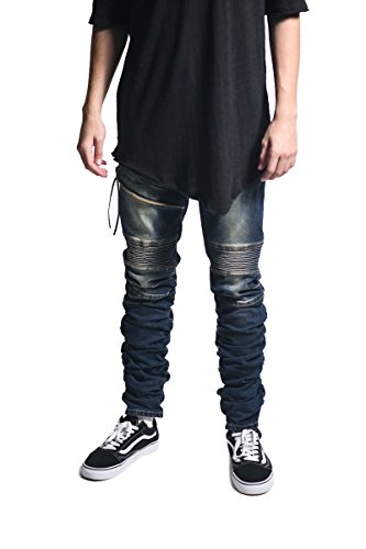 

Ruched Moto Jeans, Ice blue