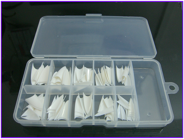 

100 PCS Clear Natural White False Point Stiletto French Acrylic Nail Tips + Soft Silicone Box
