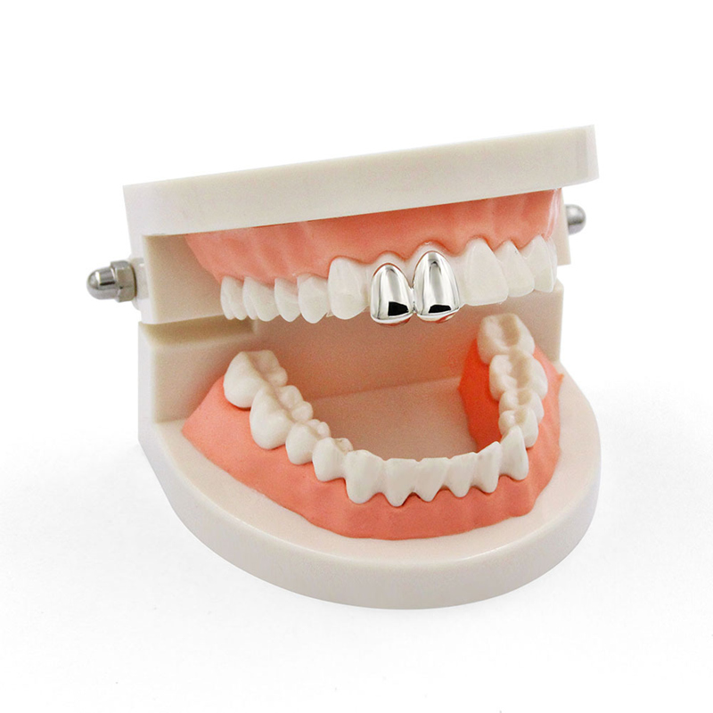 

Gold Grillz Jewelry Punk Street Fashion Men Women Rappers 2 Teeth Hip Hop Grillz Dental Grills