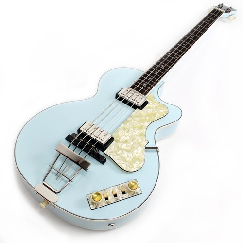 

NEW 125th Anniversary 1950 Hofner Contemporary HCT 500/2 Violin Club Bass Light Green Electric Guitar 30" short scale, White Pearl Pickguard