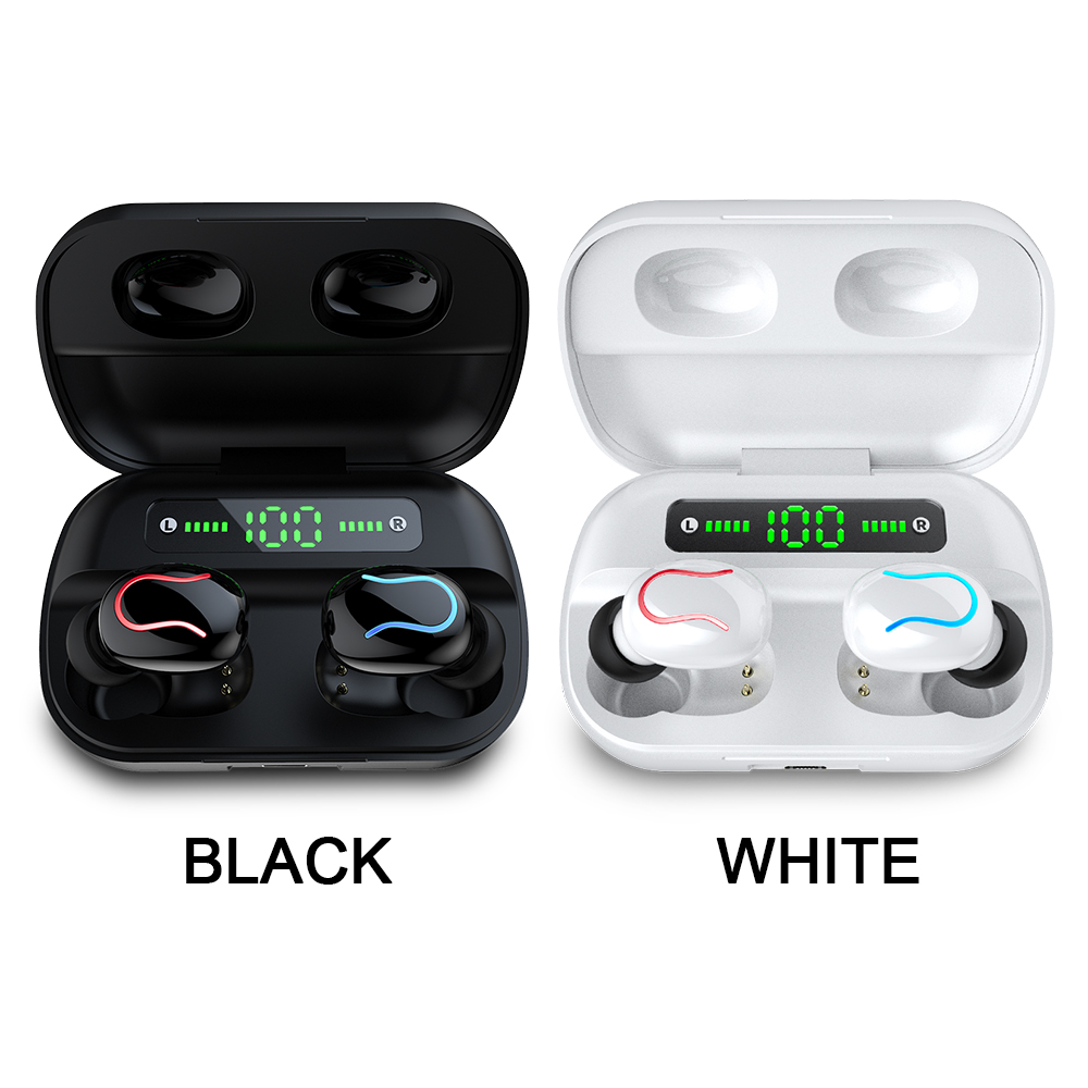 

HBQ Q82 Wireless Bluetooth 5.0 Headphones TWS In Ear True Wireless Earbuds IPX7 Waterproof Earphones 8D Stereo Noise Cancelling Headset, Black
