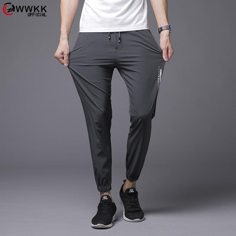 

2020 New polyester men's casual pants spring summer winter men's Sweatpants trousers high waist loose elastic Sweatpants trouser, Black