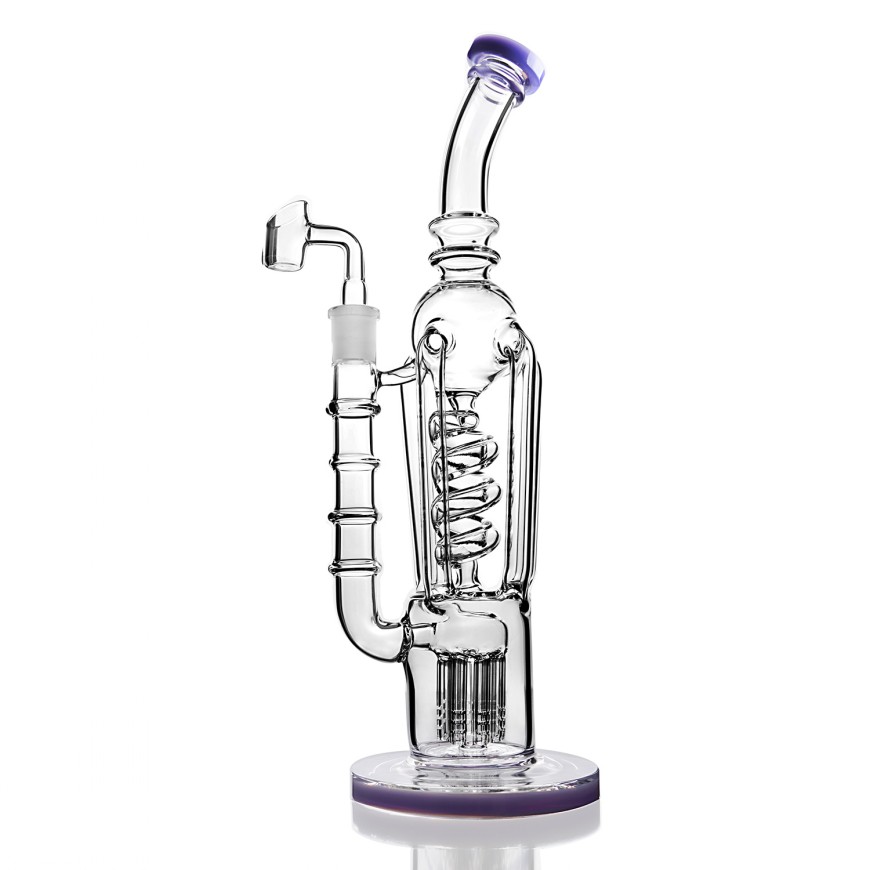 

purple glass bong recycle oil rigs smoking water pipes freezable handmade 14 mm joint glass water pipes recycler dab rigs water bongs