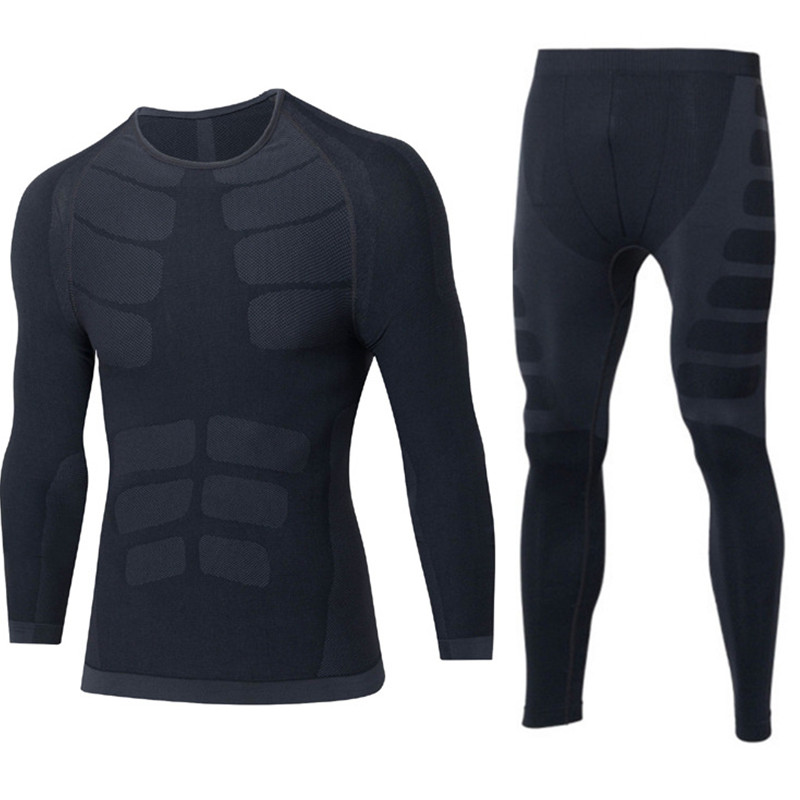 

2018 New Men's Quick-drying Warm Long Section Brand Trousers Underwear Suit Body Type Light Pressure Comfortable Breathable, Black gray line