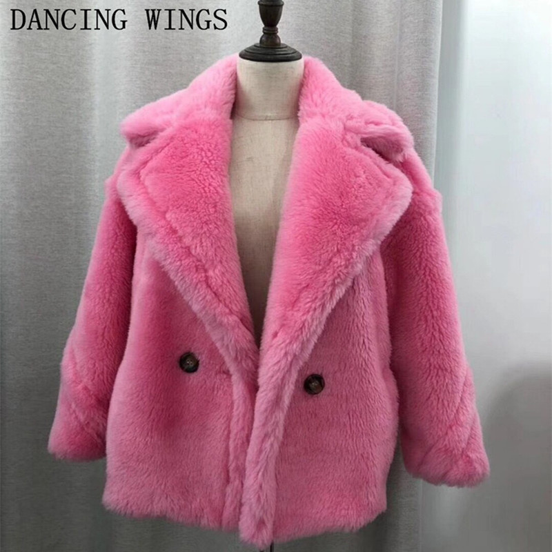 

4 Colors Brand Design Teddy Bear Women' Genuine Lamb Fur Coat Turn Down Collar Short Oversized Jacket Real Fur Parka, White