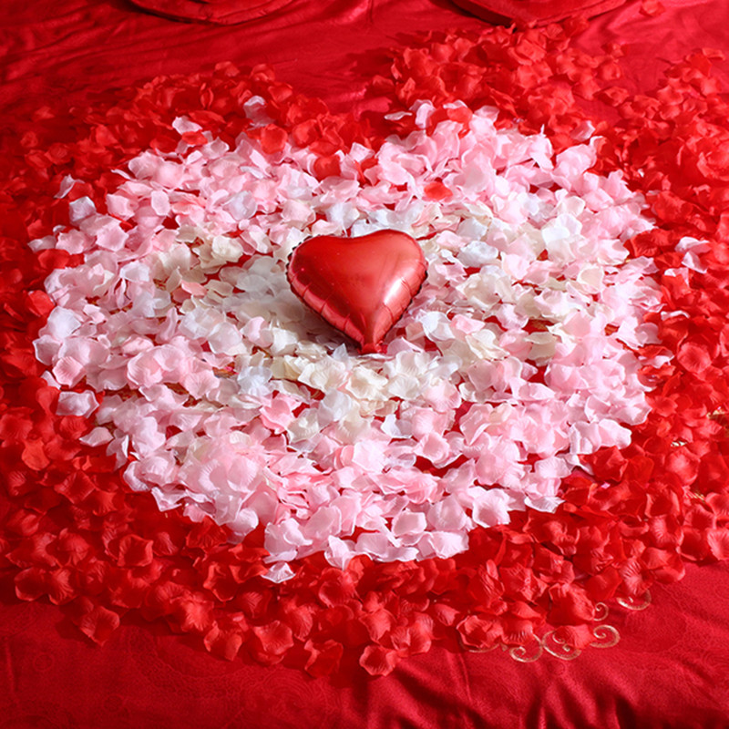 

500pcs 5*5cm Rose Petals Silk Artificial Petals Pink Red Red Wedding For Wedding Party Decoration 6ZSH012-500PCS, White pink