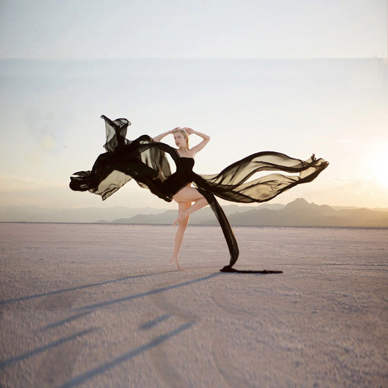 

Maternity Photography Dress Pregnant Off Shoulder Fluttering Tail Fork WeddingTailing Photo Shoot Pregnancy Women Chiffon Dress, As the picture