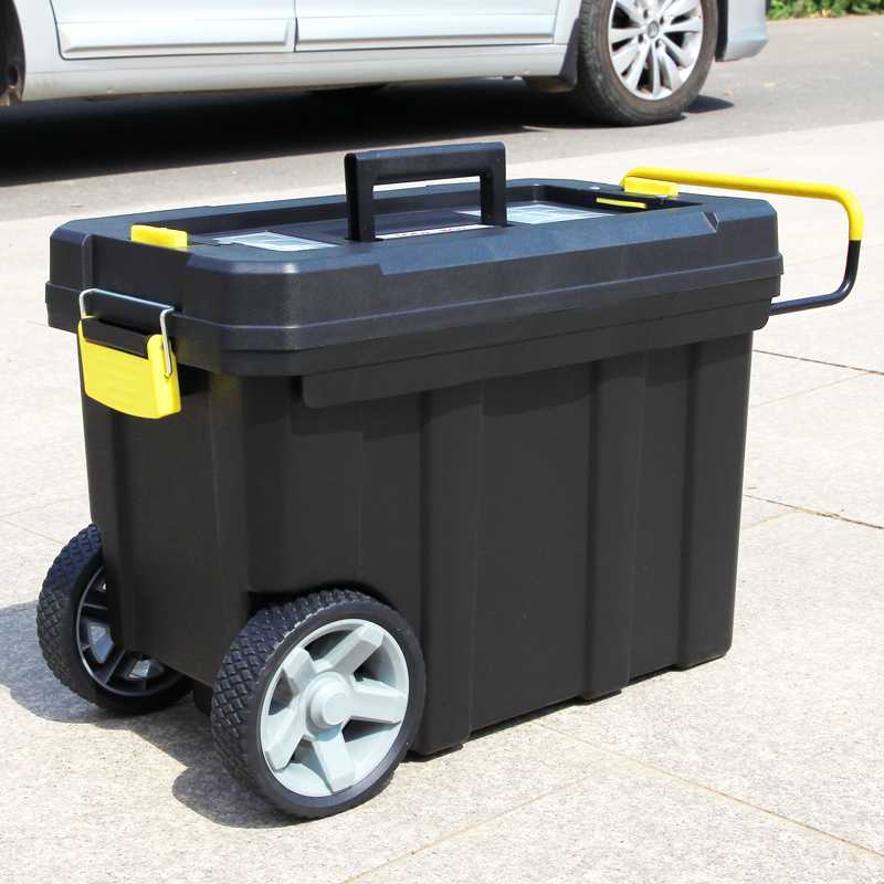 

Multi function trolley tool box with wheels double layer movable tool case large plastic box thickened wheel car