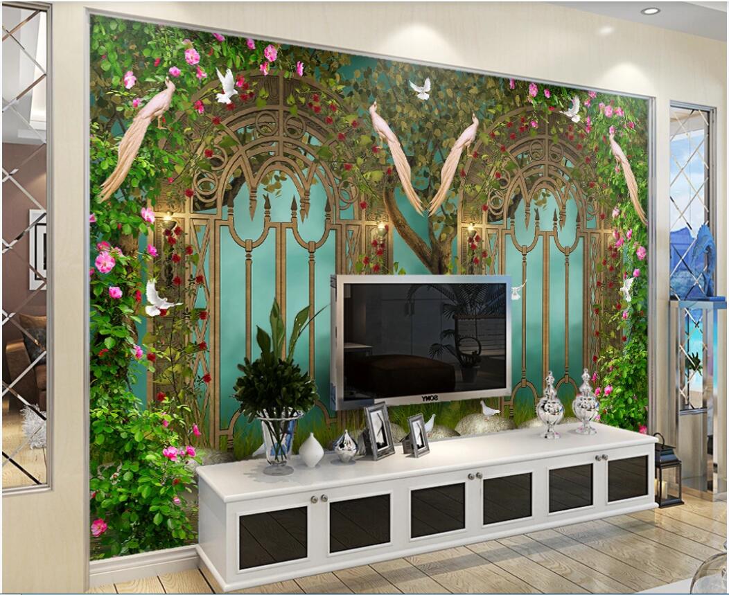 

3d wallpaper custom photo murals Fantasy garden flowers, ironwork wonderland stone TV sofa background wall wallwallpaper for walls 3 d, Non-woven fabric