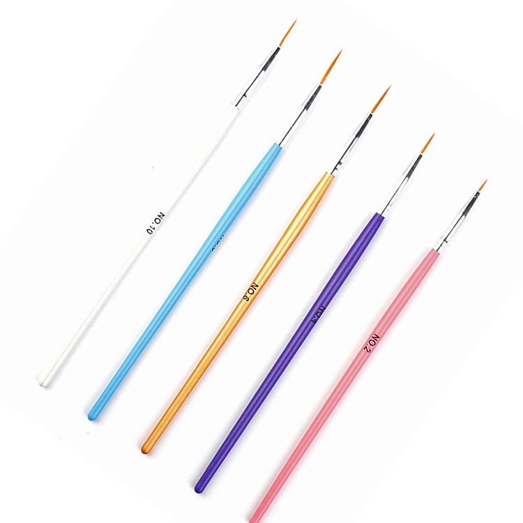 

NOQ 5Pcs/set Nail Brush Paintbrush Pull Pen For Manicure Nail Brushes UV Gel Pen Painting Drawing Art Tools