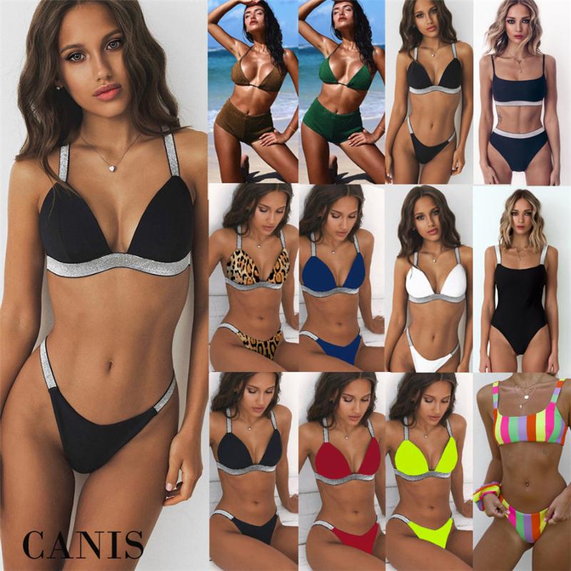 

Women sexy bikini set Push-up Padded striped swimwear Swimsuit Beachwear Bathing Two-Piece Suits Summer 2020 new