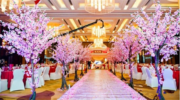 

115cm height Artificial Cherry Spring Plum Peach Blossom Branch Silk Flower Tree For Wedding Party Decoration pink white red pink color A34