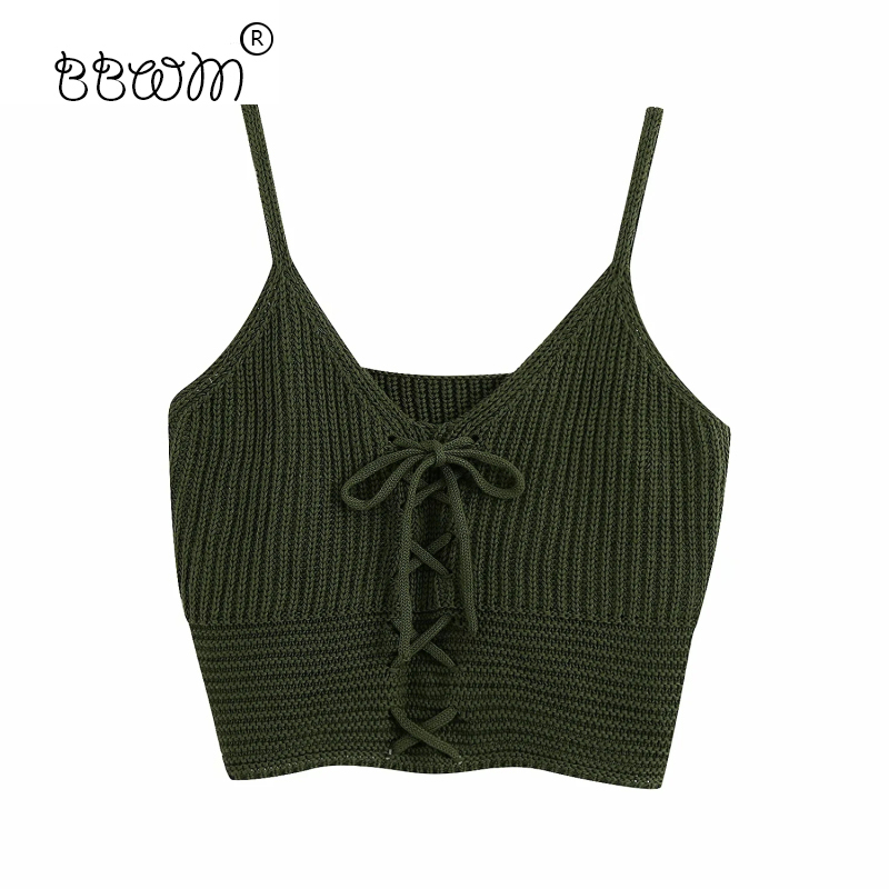 

2020 Women Fashion Bow Tie Camis Tops Vintage Sexy V-neck Backless Strap Tops Female Chic Camisole, Beige